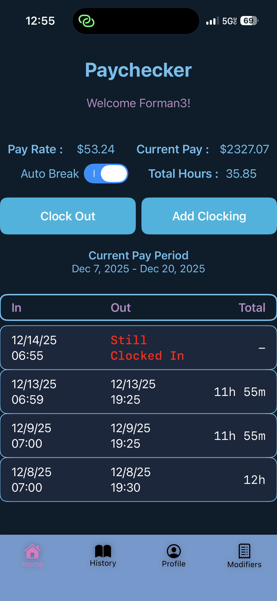 Paychecker+ (iOS) screenshot